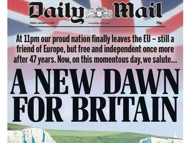 How UK newspapers marked 'Brexit Day': A 'new dawn' for a 'small island'