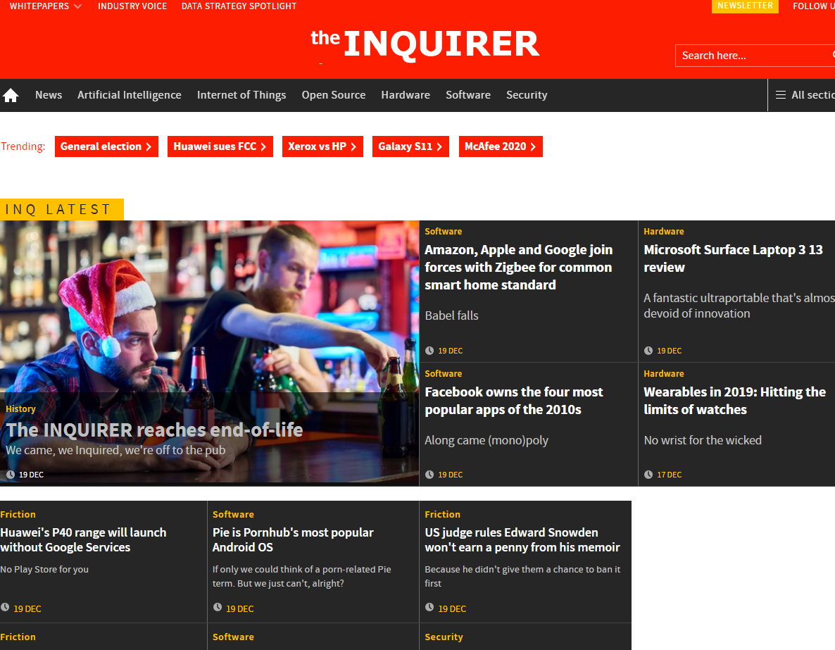 Tech news website The Inquirer ceases publishing as ad revenues struggle despite 'healthy' audience