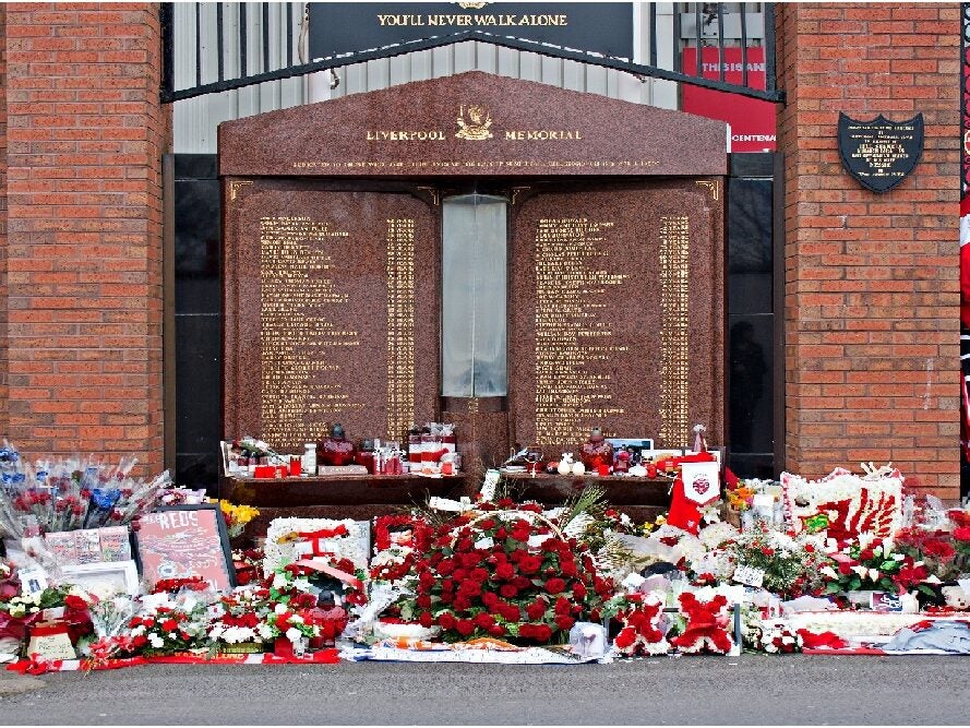 Flowers at a Hillsborough memorial