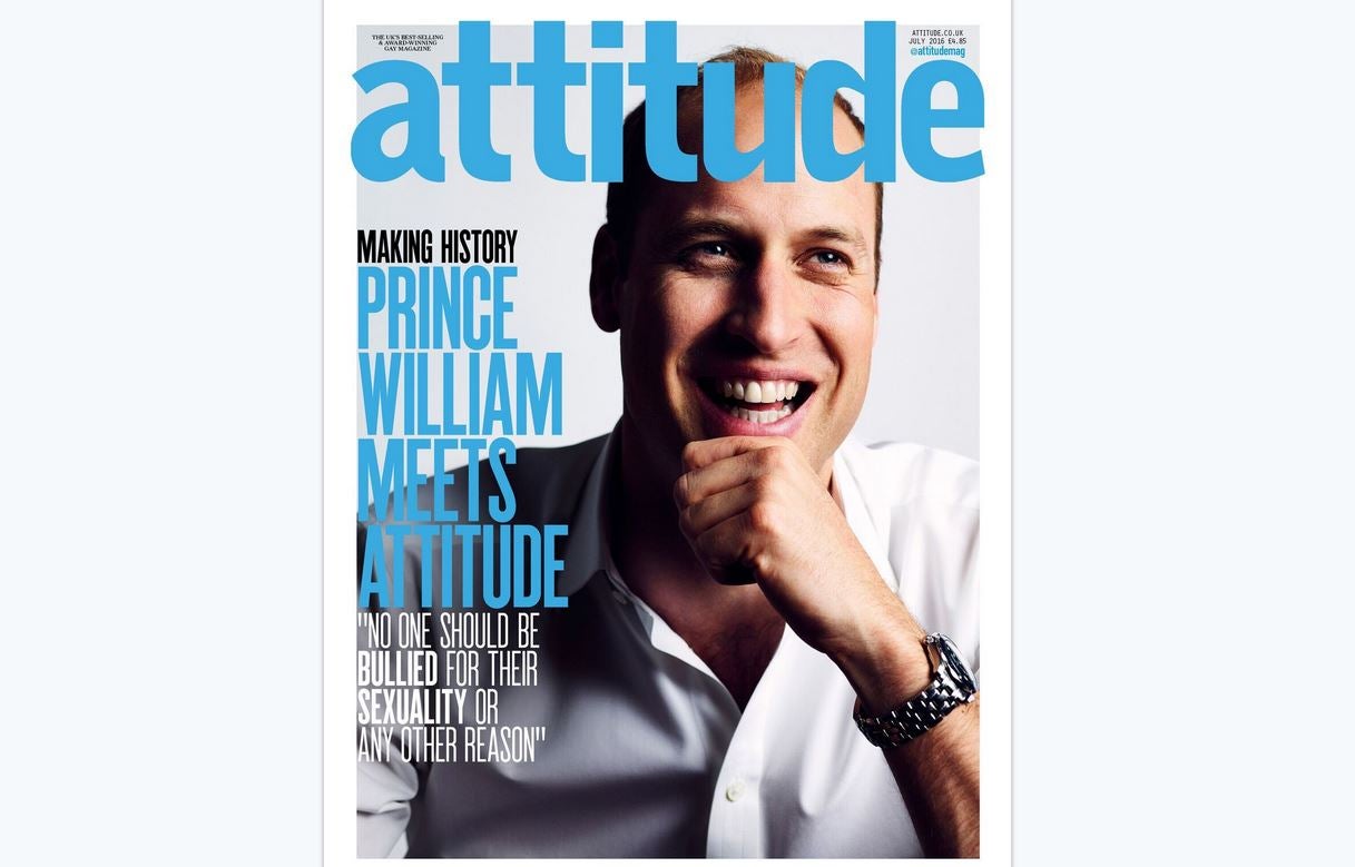 Prince William on front cover of gay magazine Attitude in first for British royals