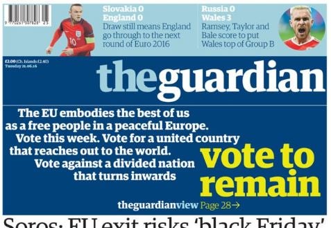 Guardian Remain front page