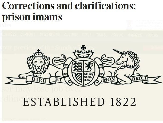 Sunday Times ordered to publish correction over inaccurate 'hardline imams' article