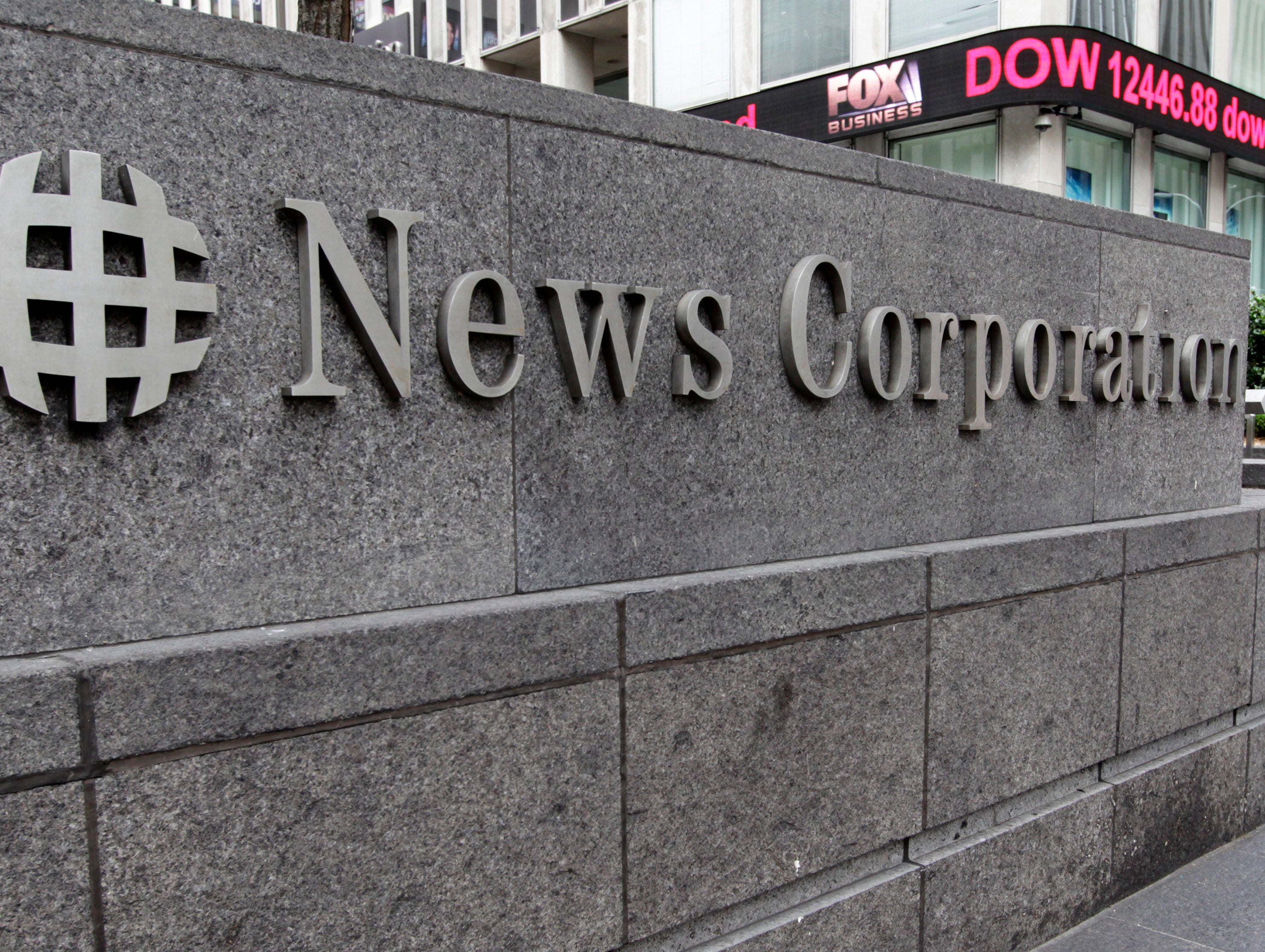 The News Corporation building in New York, illustrating a story about its full-year earnings.
