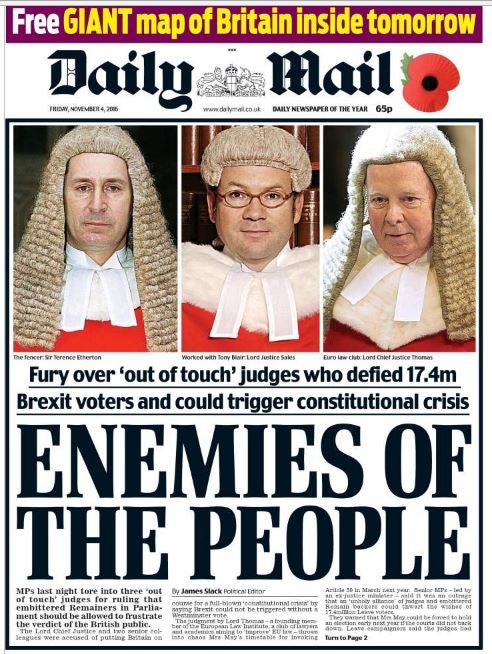 Enemies of the people? Lord Neuberger says Brexit decision press coverage undermined rule of law