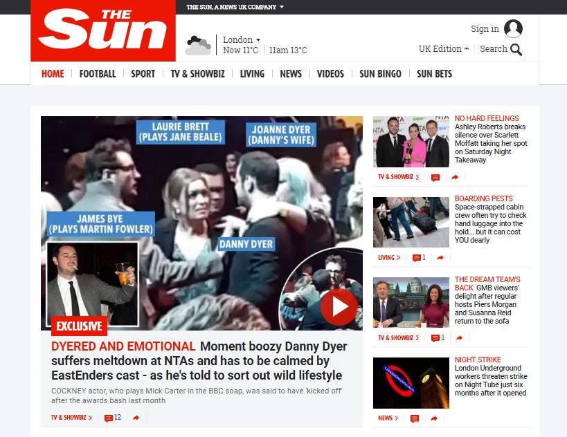 The Sun cites Comscore data to say it is now the number two UK newspaper online