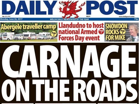 Daily Post editor defends 'carnage' road crash deaths headline after police chief calls it 'heartless'