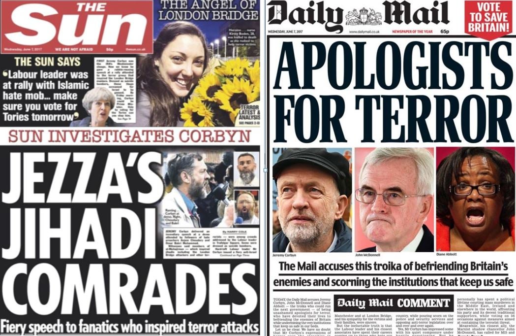 Daily Mail and Sun launch front-page attacks on Corbyn as Fleet Street lines up behind Theresa May