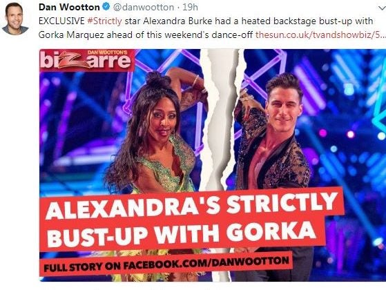 Sun showbiz columnist Dan Wootton says he 'would never write fake news' in row with Strictly star Alexandra Burke