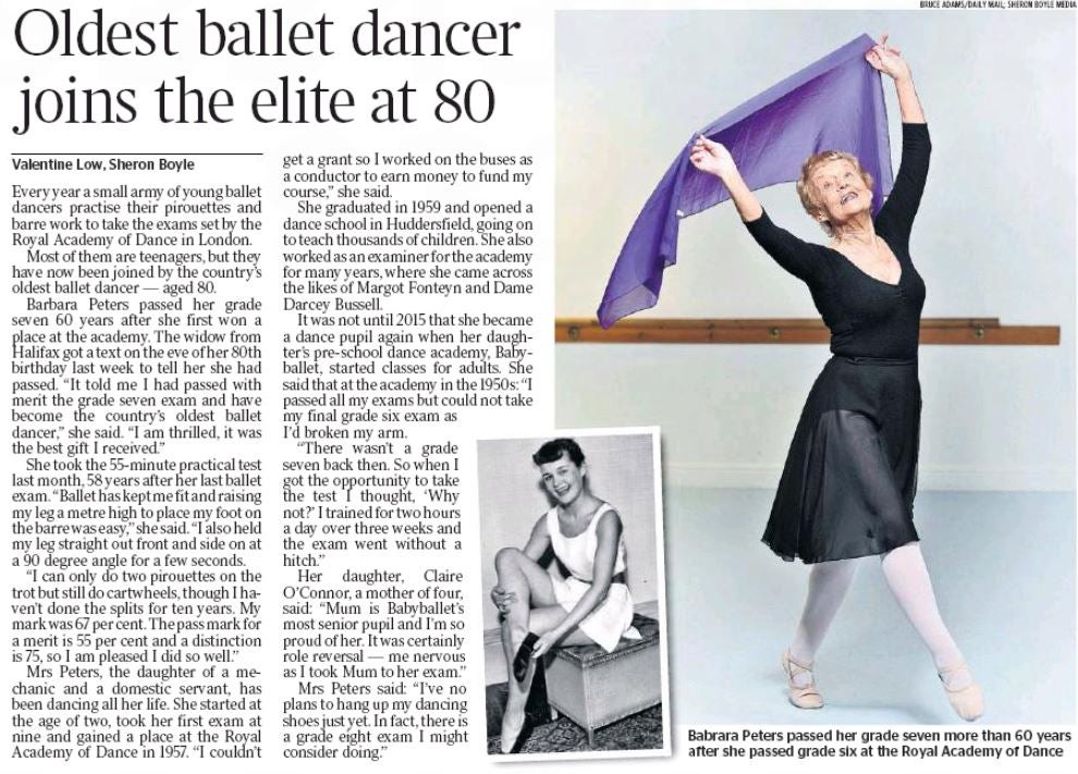 The Times accused of 'byline banditry' over freelance news story syndicated from the Daily Mail about 'oldest ballet dancer'
