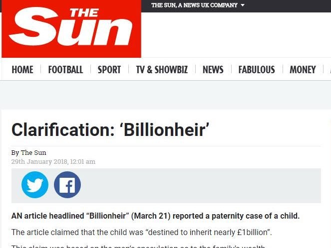 Times and Sun told to publish corrections over 'billionheir' stories after IPSO code breaches