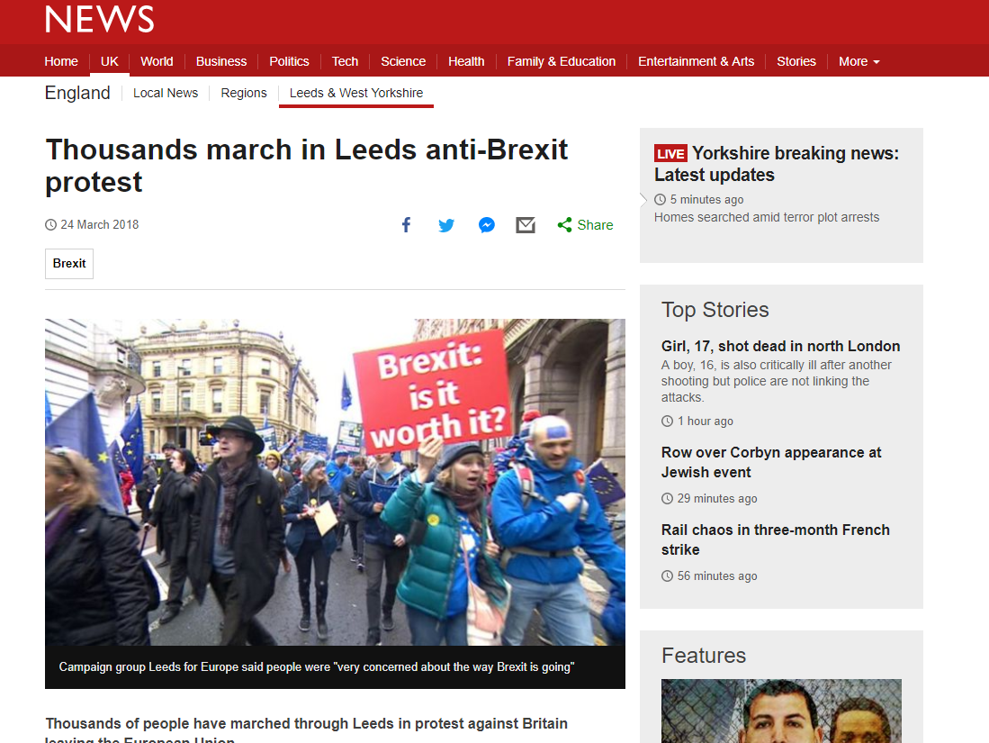 BBC UK news editor defends lack of coverage of anti-Brexit marches against claims of 'deliberate blackout'