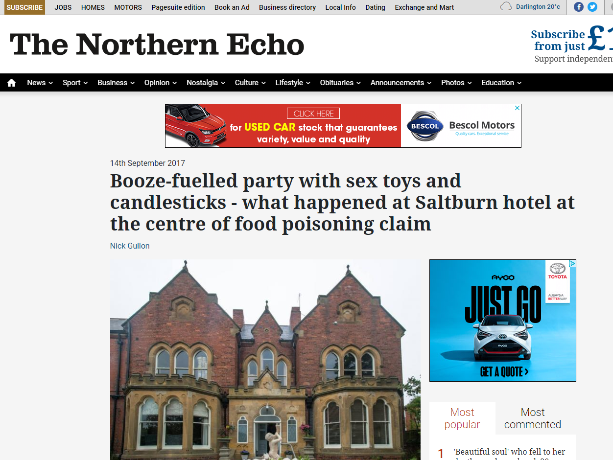 Northern Echo runs front page correction after wrongly labelling woman's 40th birthday celebration at hotel a ‘sex party’