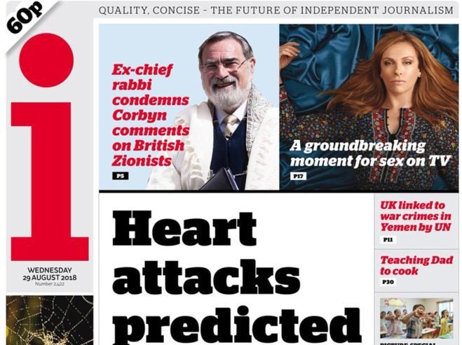 The i newspaper made £6m in first half of 2018 helping offset revenue decline across publisher Johnston Press