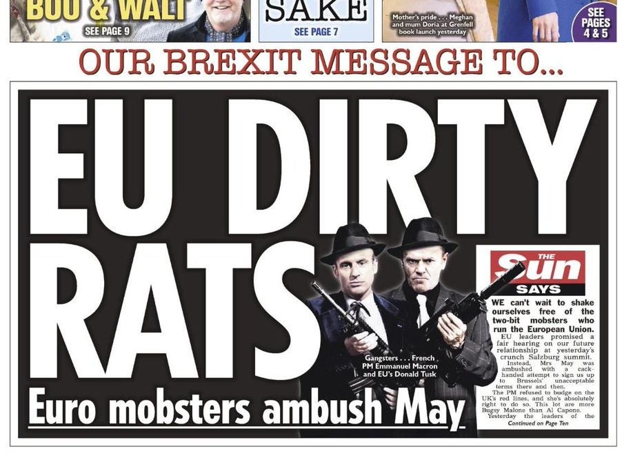 Sun hits back after European Justice Commissioner criticises its 'EU dirty rats' front page and Daily Mail's 'Enemies of the people' splash
