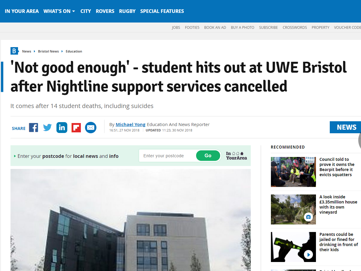 Bristol Post journalist who accessed university portal for story on suicide rates acted in public interest, IPSO rules