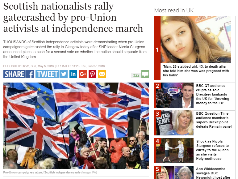 Express admits claim of 'clash' at Scottish independence march inaccurate after 200 complaints