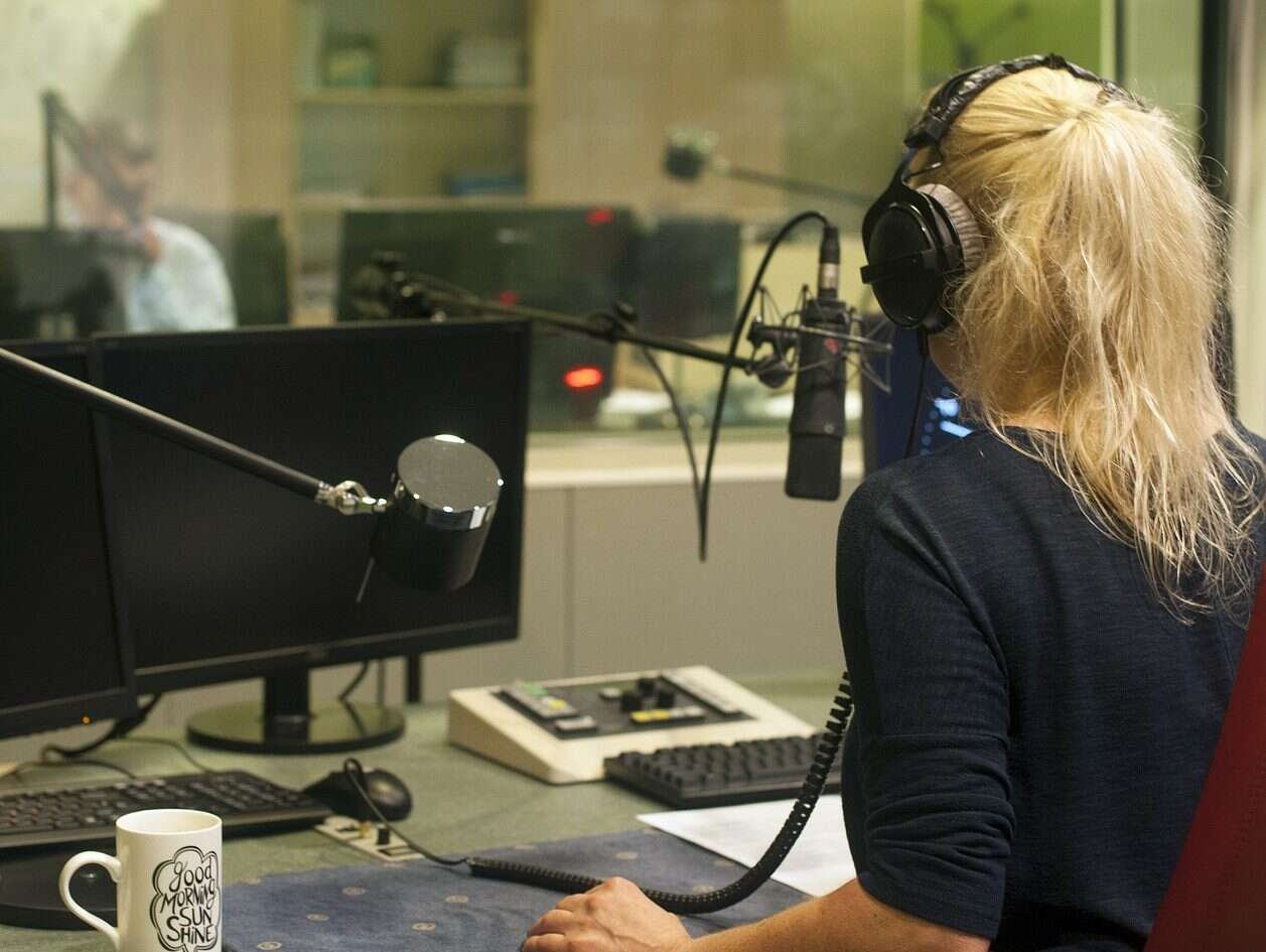 Woman in radio studio