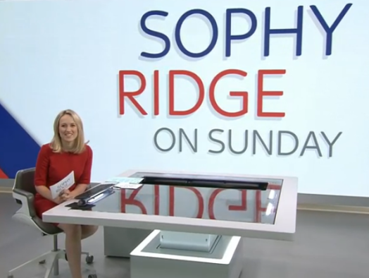 Sophy Ridge presenting her show Sophy Ridge on Sunday on Sky News
