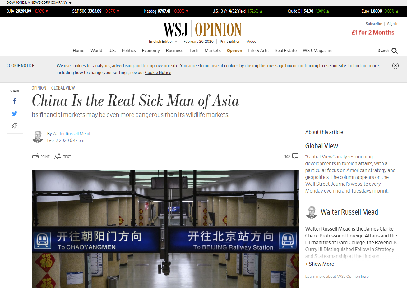 China expels three Wall Street Journal reporters over 'sick man of Asia' headline