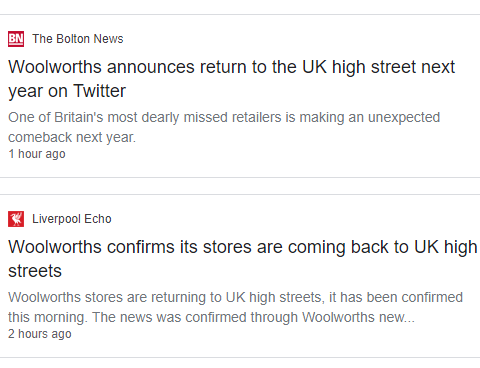 News websites duped by tweet claiming Woolworths is returning to high streets