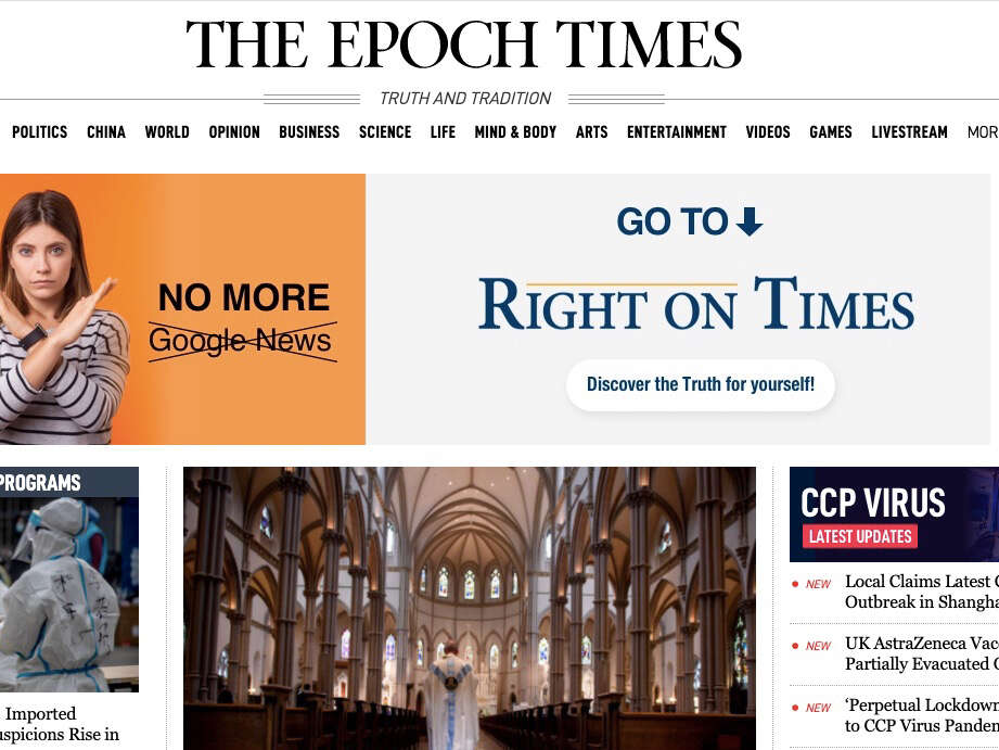 Epoch Times homepage