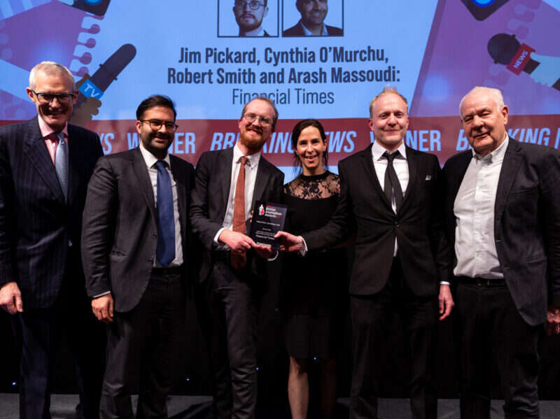 FT team picking up British Journalism Award for politics journalism