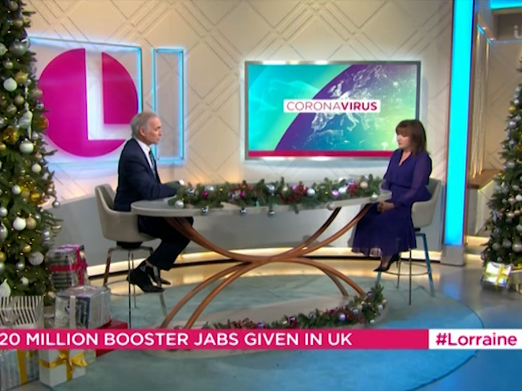 Lorraine Kelly and Dr Hilary Jones talking on her show