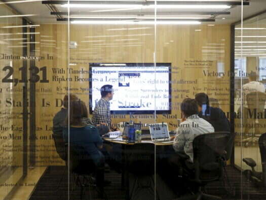 Staff at the Washington Post at a news conference. The Post has recently launched a FAST streaming channel