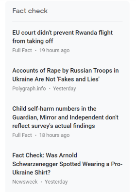 Google News fact check before revamp