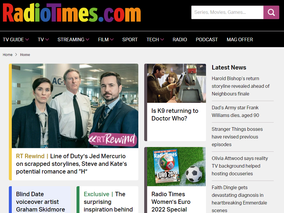 RadioTimes.com homepage|