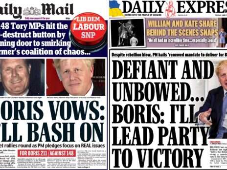 Mail and Express Boris Johnson's only Fleet Street friends after confidence vote