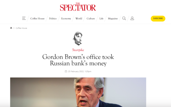 Spectator Gordon Brown Russian riches article