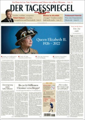 How world newspapers covered the death of Queen Elizabeth II: Der Tagesspiegel