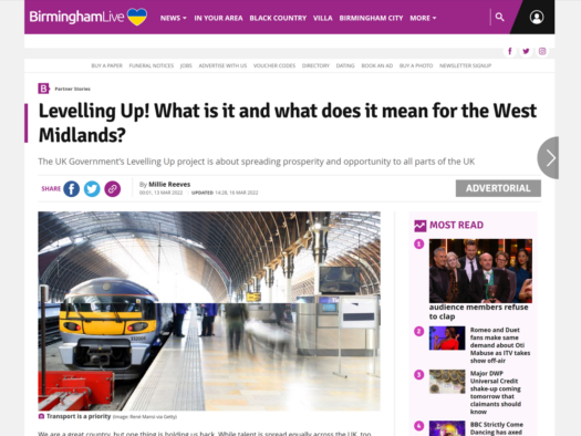Reach advertorial about levelling up on Birmingham Live banned by ASA|||