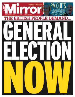 Mirror general election now front page