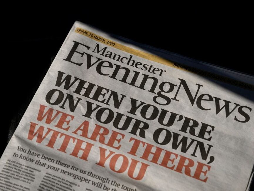 Manchester Evening News local newspaper front page