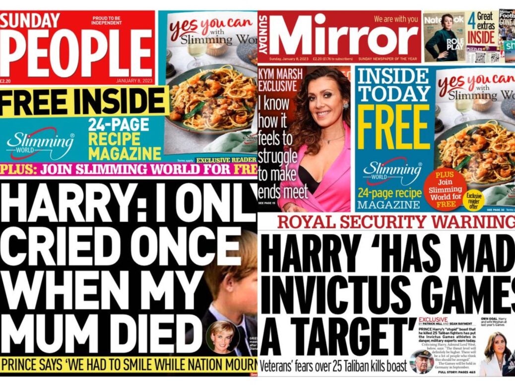 Sunday People and Sunday Mirror covers