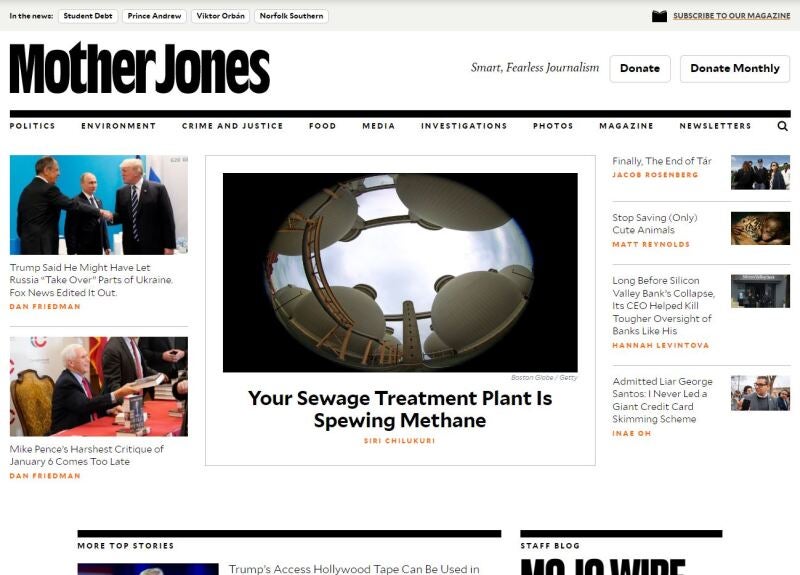 Mother Jones homepage
