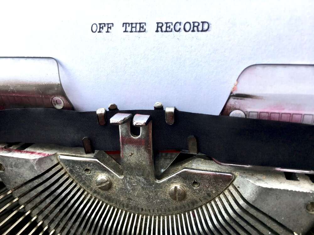 Journalism jargon includes "off the record"