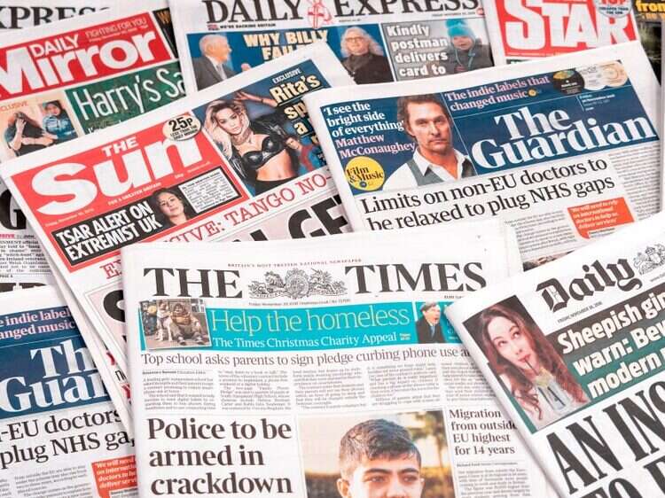 Trust in news: UK newspaper front pages