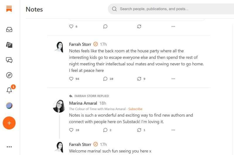 Twitter alternative Substack Notes