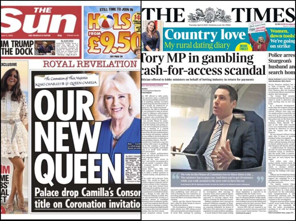 Times and Sun front pages