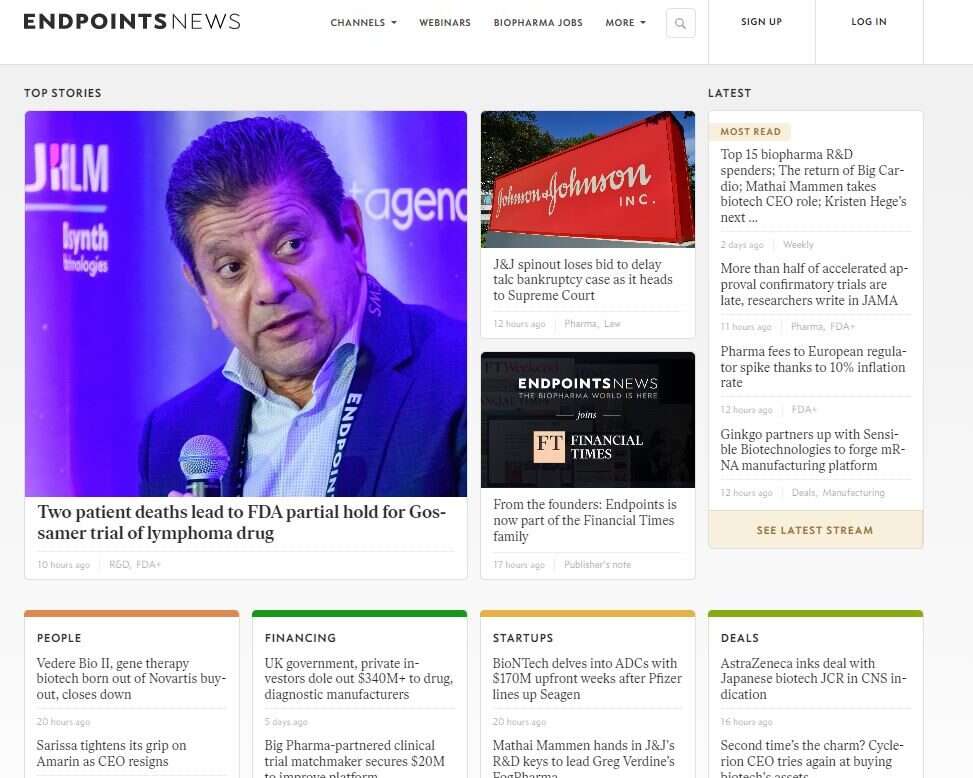 Endpoints News homepage
