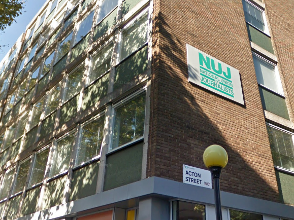 National Union of Journalists (NUJ) headquarters in London, illustrating an article about declining membership and rising fees