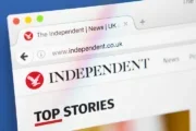The homepage for the official website of The Independent, the British online newspaper