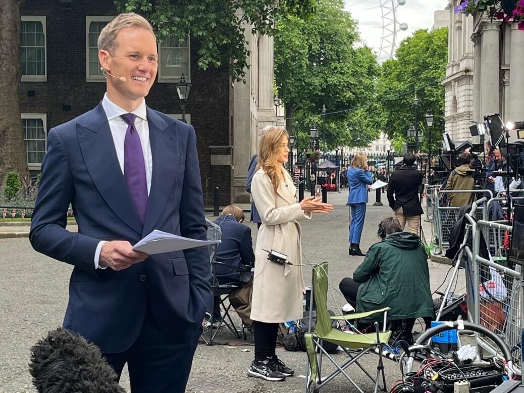 Dan Walker at 10 Downing Street on his first day for 5 News on Monday 6 June 2022. Picture: ITN