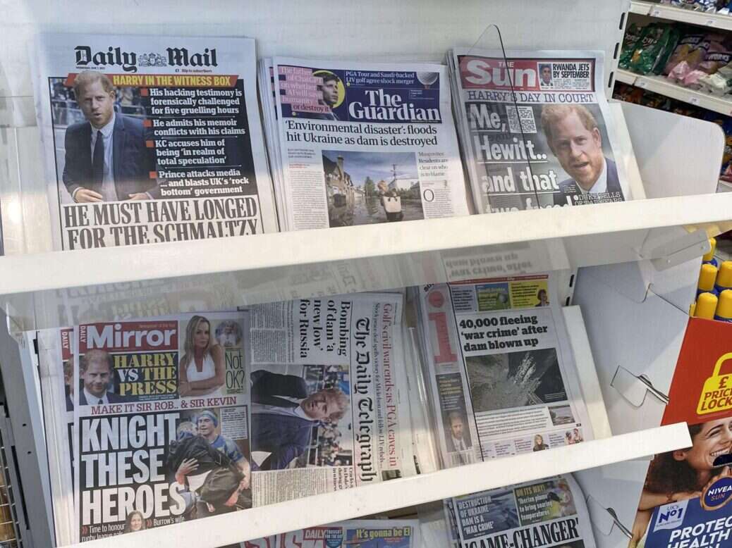 Paper front pages about Prince Harry