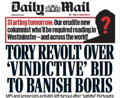 Boris Johnson joins Daily Mail as weekly columnist