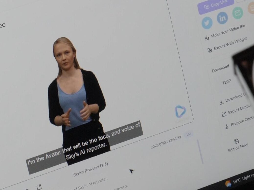 Sky News AI reporter based on producer Hanna Schnitzer