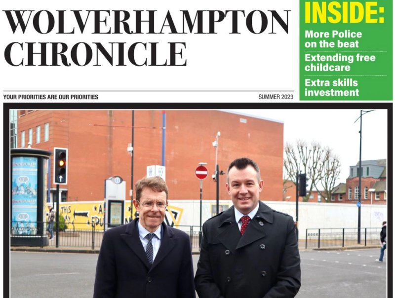 The "Wolverhampton Chronicle" - election material sent out by the Conservative Party ahead of a July 2023 by-election. Picture: MNA Media
